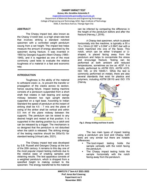 impact test lab report